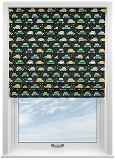 Roadtrip, Forest Green - Motorised Roman Blind